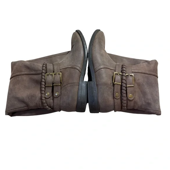Rampage Women’s Brown Tall Boots with Braid and Buckle Detail Half Zip Size 7 - Picture 5 of 9
